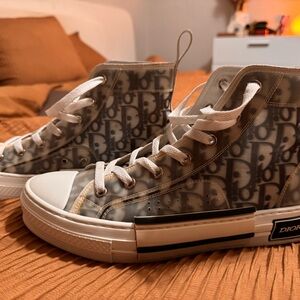 Dior Gray High-Top Sneakers with Monogram